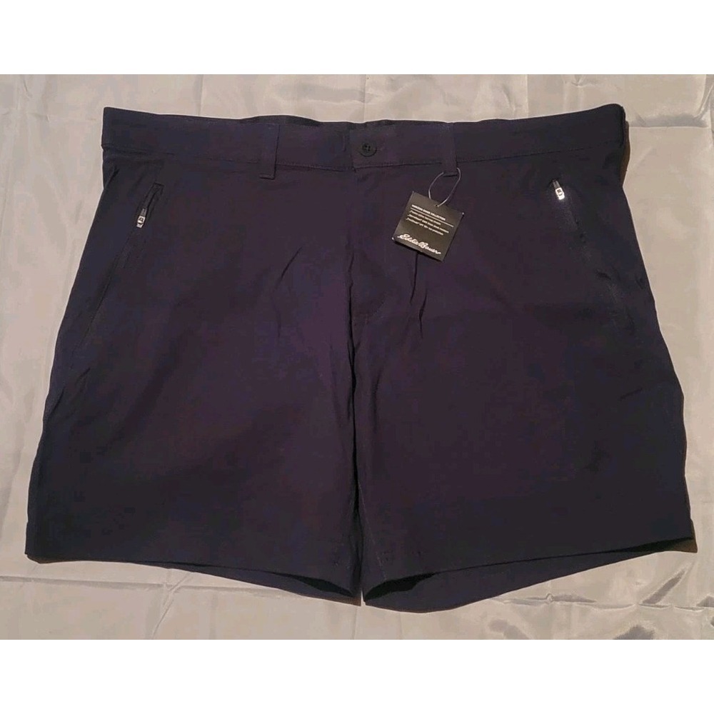 NWT Eddie Bauer Men's 42 Horizon Guide Wander Shorts Blue Khaki New Chino